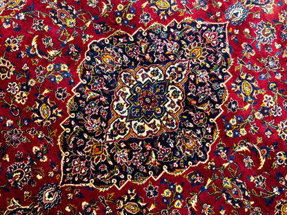 8'4"x12' Hand-Knotted 100% Wool Pile Kashane Area Rug - Signed