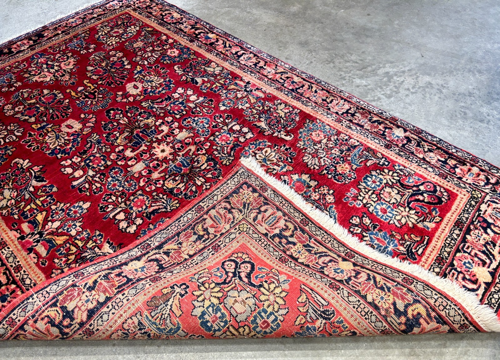 3'3"x4'11" Antique Hand-Knotted 100% Wool Pile Sarouke Rug