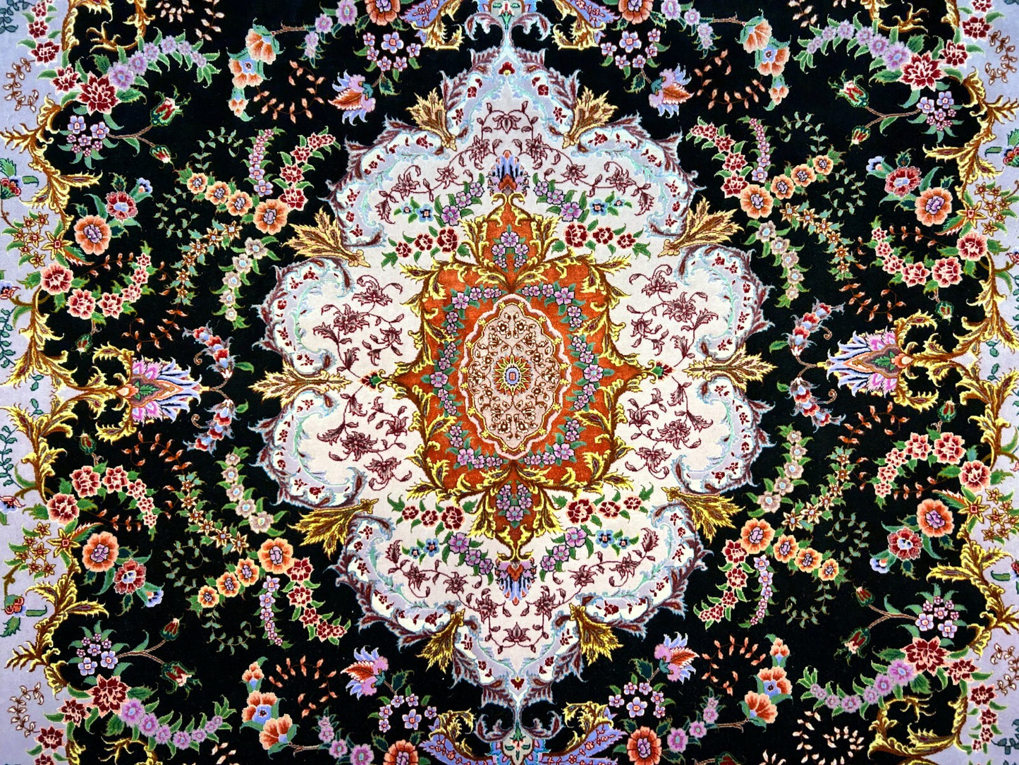 6'8"x10' Extra-Fine Hand-Knotted Wool & Silk Blend Tabrize Carpet - Area Rug