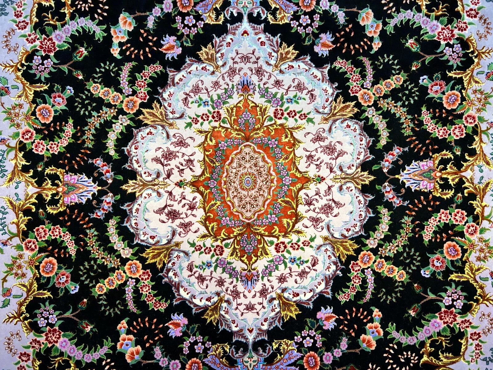 6'8"x10' Extra-Fine Hand-Knotted Wool & Silk Blend Tabrize Carpet - Area Rug