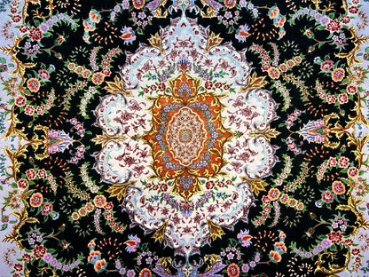 6'8"x10' Extra-Fine Hand-Knotted Wool & Silk Blend Tabrize Carpet - Area Rug