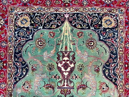 Collector Item-Fine 3'7"x5'9" Antique Hand-Knotted 100% Wool Isfahane Prayer Rug