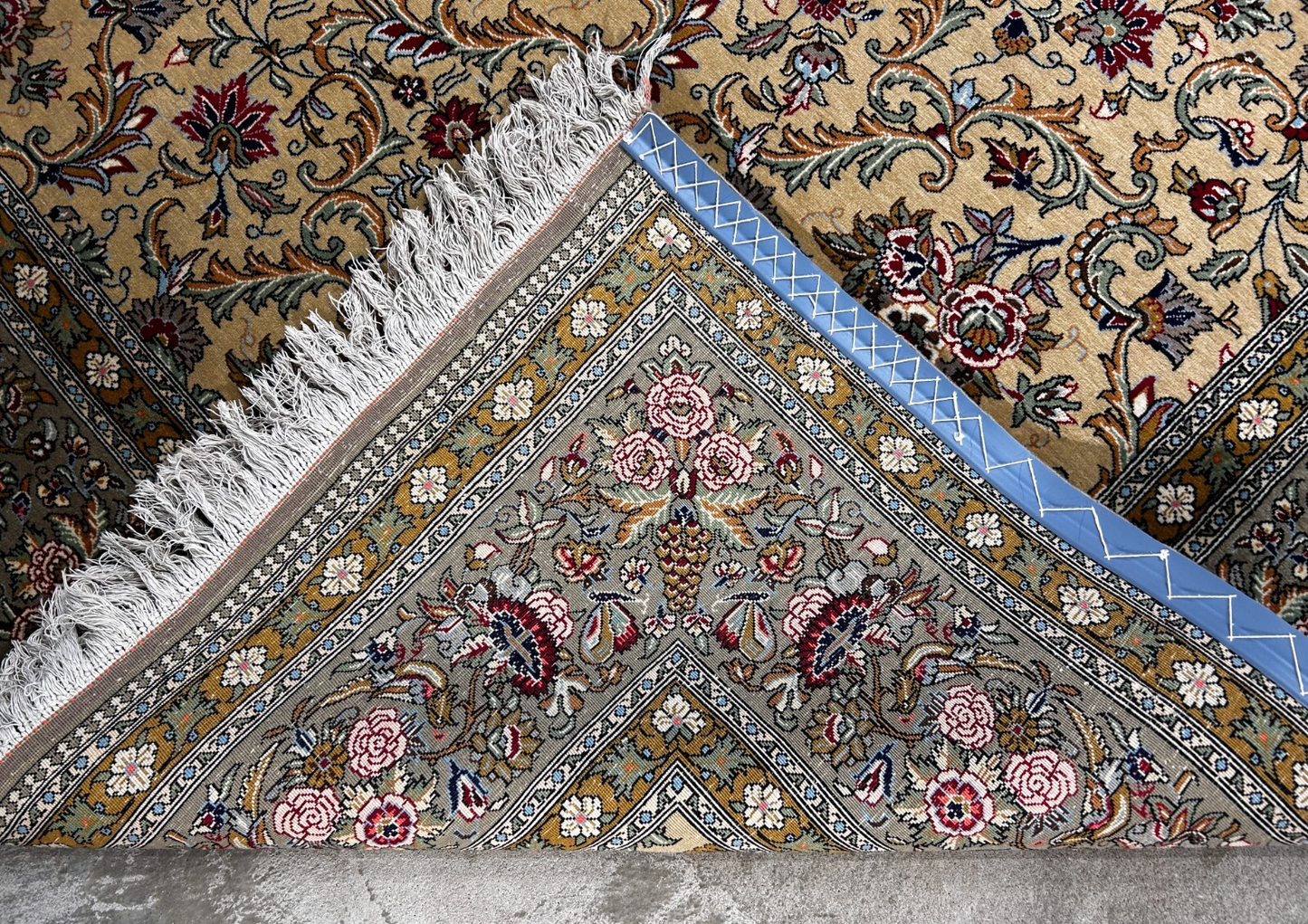 7'x11'6" Very Fine Hand-Knotted Wool & Silk Qume Rug