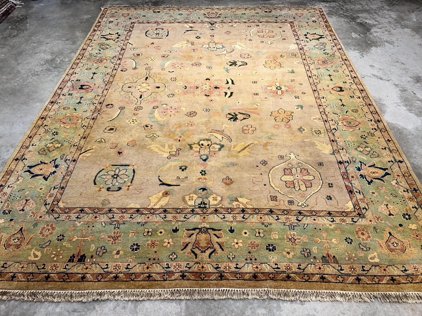 9'x12' Hand-Knotted 100% Wool Pile Hamadane Design Carpet - Area Rug
