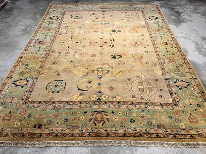 9'x12' Hand-Knotted 100% Wool Pile Hamadane Design Carpet - Area Rug