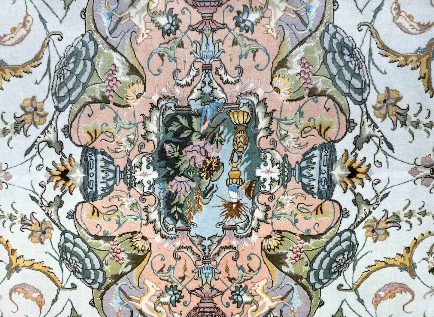 6'8"x10' Very-Fine Hand-Knotted Wool & Silk Blend Tabrize Carpet - Area Rug