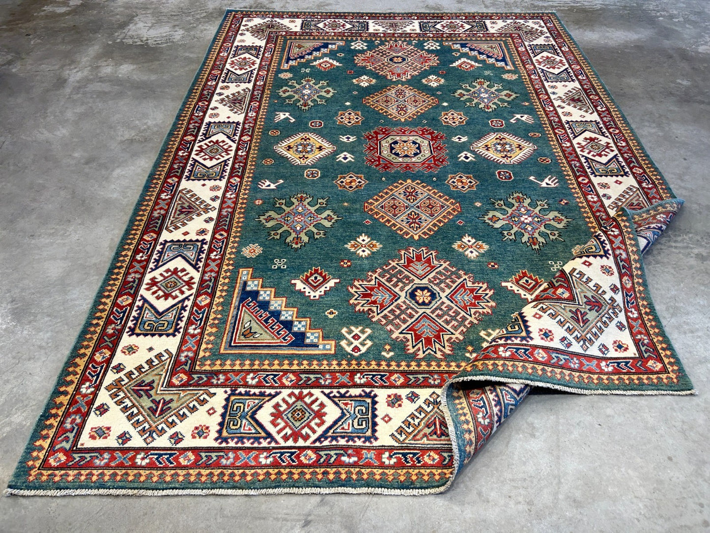 7'x10' Hand-Knotted 100% Wool Carpet - Fine Kazak Area Rug