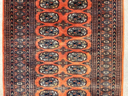 2'8"x3'11" Hand-Knotted 100% Wool Pile Bokhara Rug