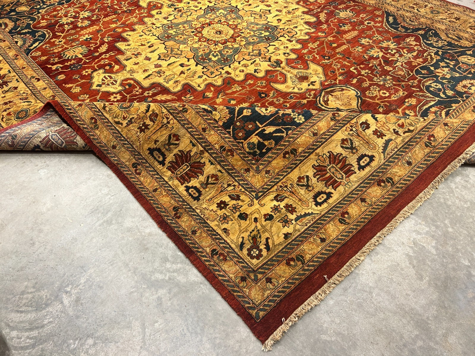 11'11"x15'5" Hand-Knotted 100% Wool Pile Herize Area Rug - Carpet