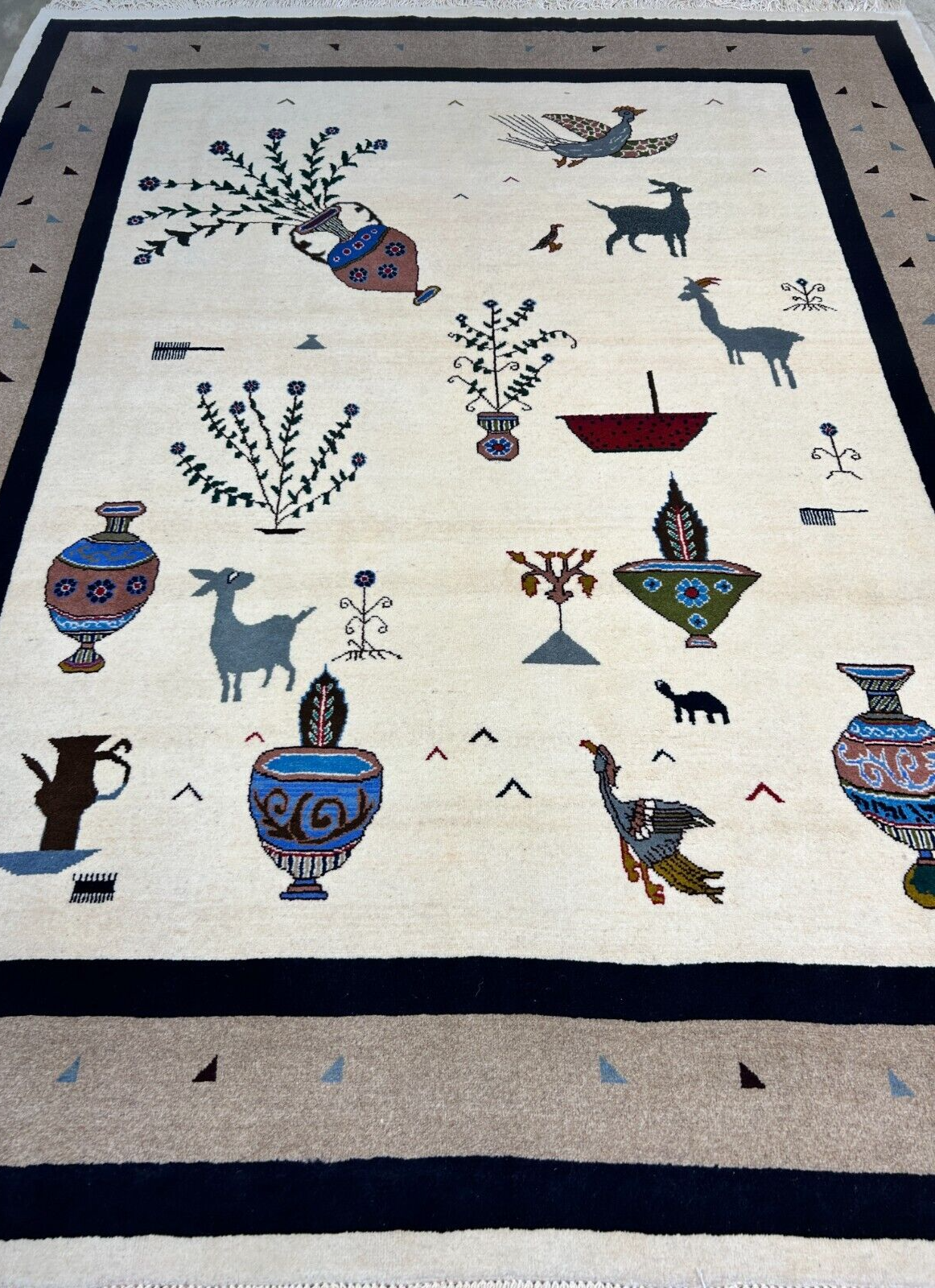 6'6"x9'1" Hand-Knotted 100% Wool Pile Gabeh Carpet - Area Rug