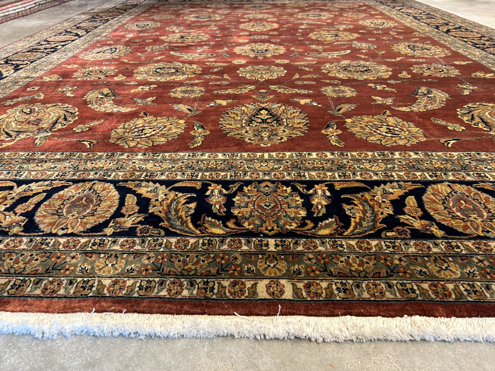 8'10"x12'3" Hand-Knotted 100% Wool Pile Indian Rug