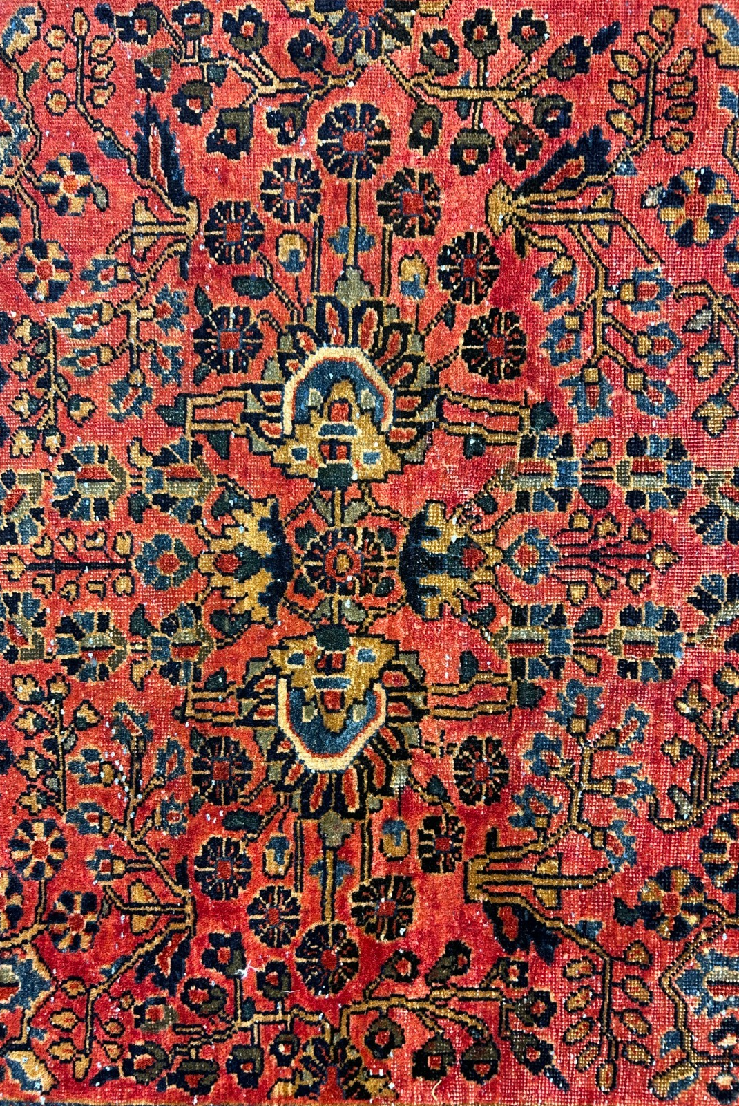 4'3"x6'9" Antique Hand-Knotted 100% Wool Pile Sarouke Area Rug - Carpet