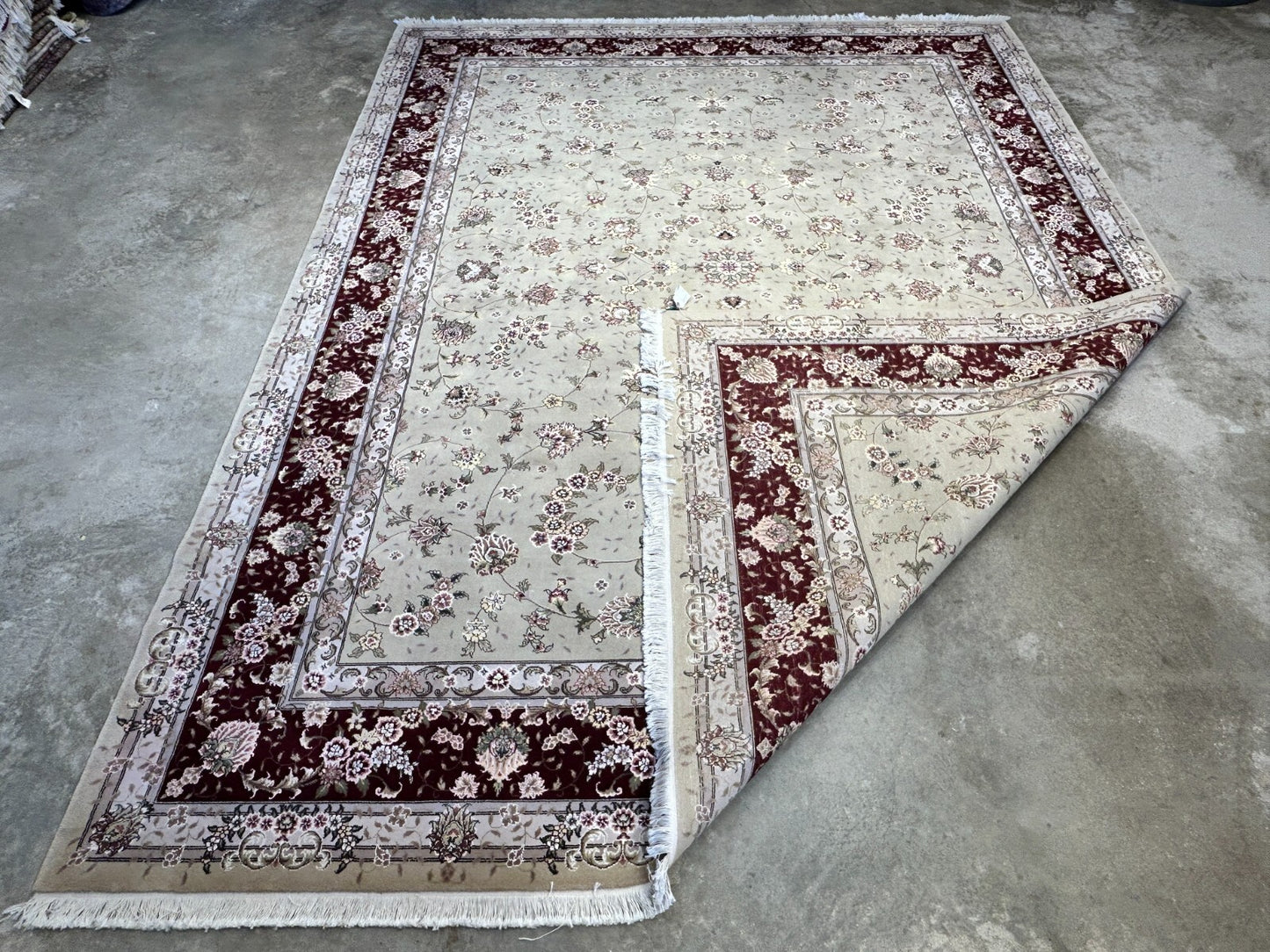 9'x12' Hand-Knotted Wool & Silk Pile Sinopersian Carpet - Area Rug