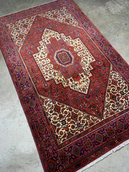 4'x6'7" Hand-Knotted 100% Wool Pile Bijare Gholtogh Carpet - Area Rug