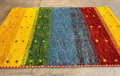 1'11"x2'10" Hand-Knotted 100% Wool Pile Gabbeh Rug