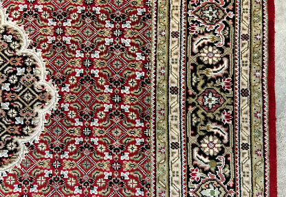 6'1"x8'9" Hand-Knotted 100% Wool Pile Tabrize Design Carpet - Area Rug