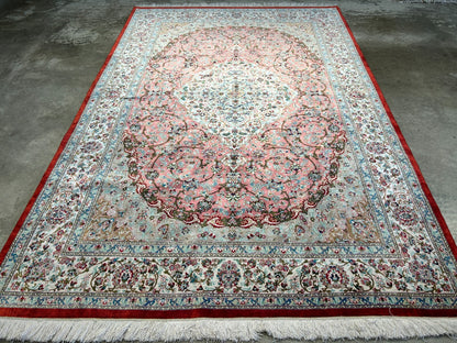 6'5"x9'5" Exquisite Hand-Knotted 100% Silk Qume Rug