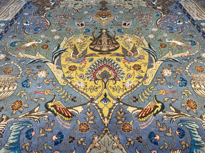 Exquisite 5'10"x8'3" Hand-Knotted Wool & Silk Blend Tabrize Area Rug - Carpet