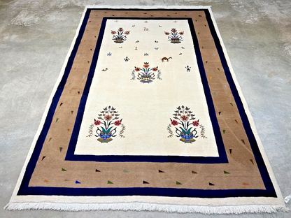 6'4"x9'9" Hand-Knotted 100% Wool Pile Gabeh Carpet - Area Rug