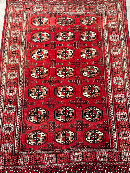 3'x4'2" Hand-Knotted 100% Wool Pile Turkaman Bokhara Rug