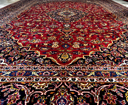 8'4"x12' Hand-Knotted 100% Wool Pile Kashane Area Rug - Signed