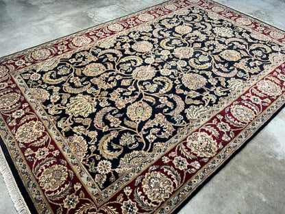 6'2"x9'4'' Hand-Knotted 100% Wool Pile Indo-Agra Area Rug - Area Carpet