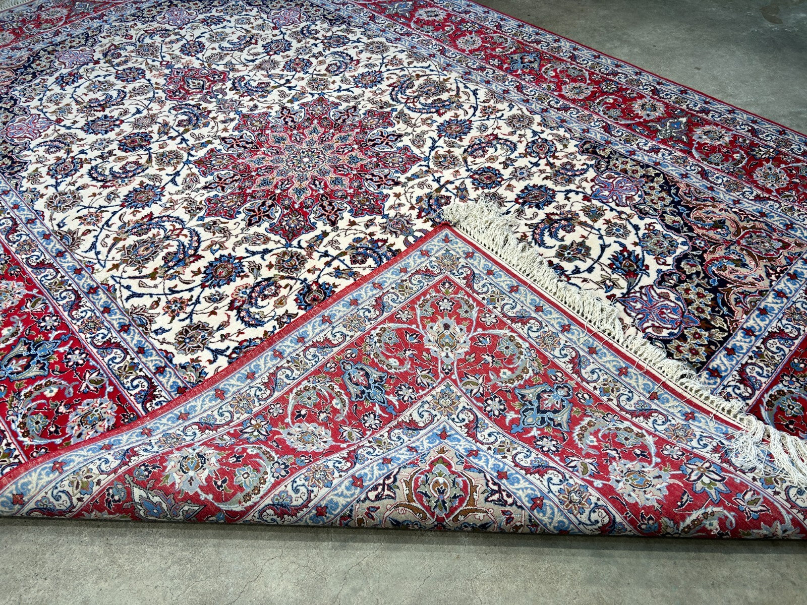 6'9"x10'1" Extra-Fine Hand-Knotted Wool & Silk Blend Isfahane Carpet - Area Rug
