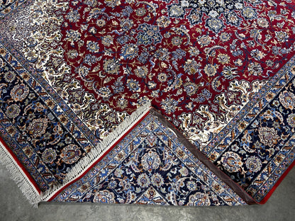 8'1"x11'6" Extra Fine Hand-Knotted Wool & Silk Isfahane Rug