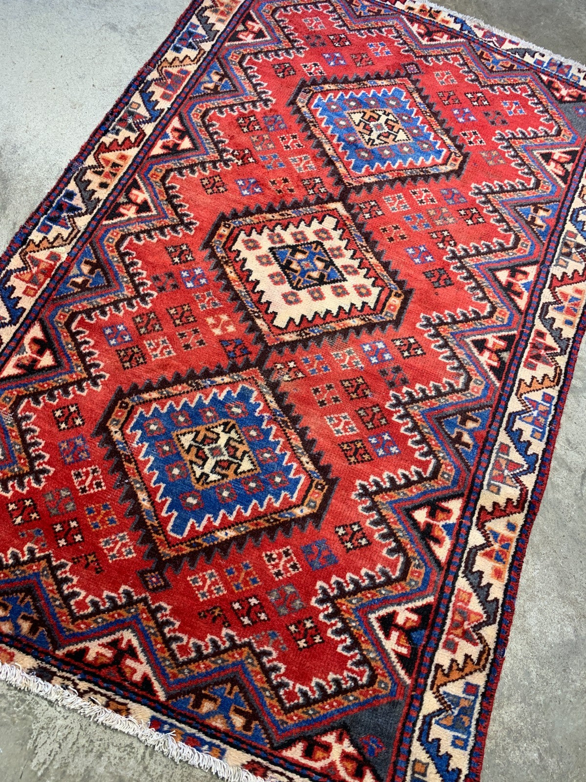 4'0" x 6'3" Hand-Knotted 100% Wool Pile Yalameh Area Rug - Carpet