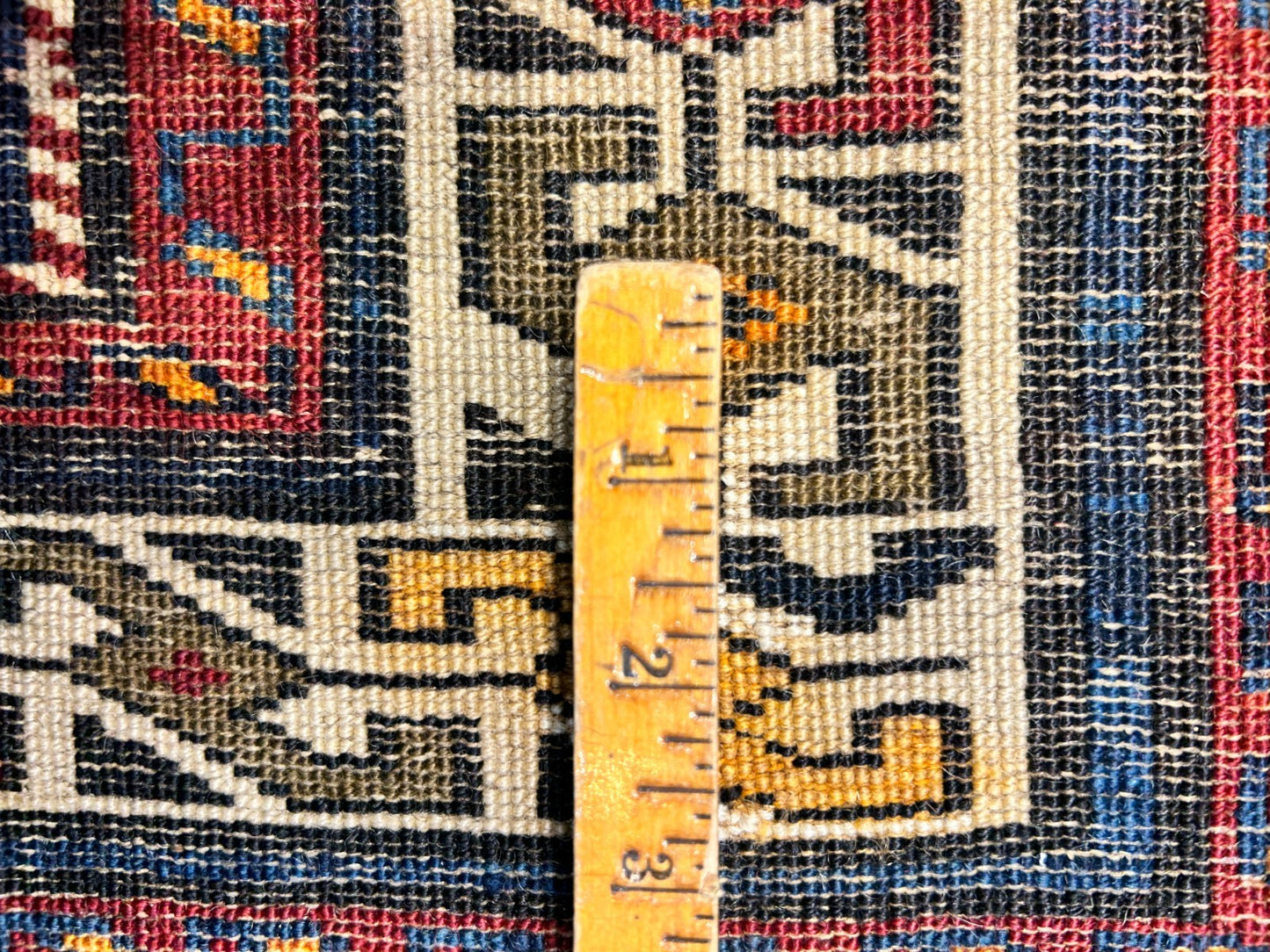 3'6"x4'1" Antique Hand-Knotted 100% Wool Pile Caucasian Rug