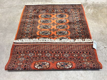 2'8"x3'11" Hand-Knotted 100% Wool Pile Bokhara Rug