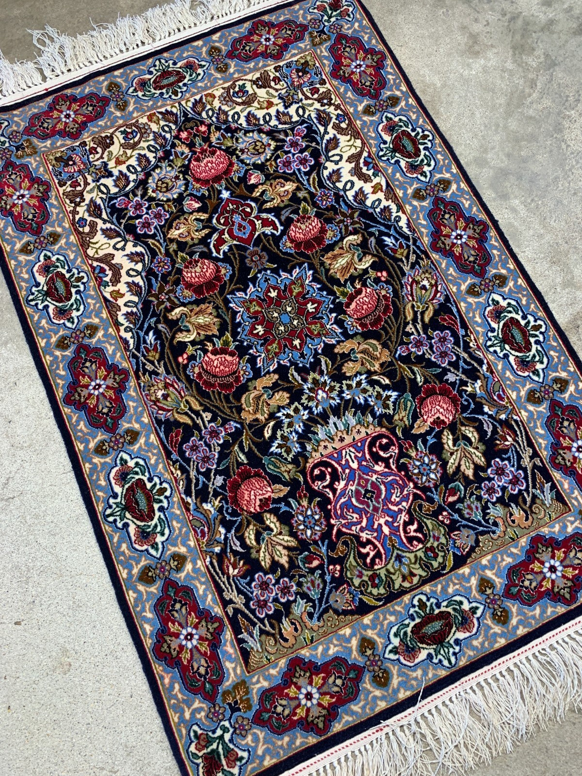 2'3"x3'6" Hand-Knotted Silk & Wool Esfahane Carpet - Area Rug