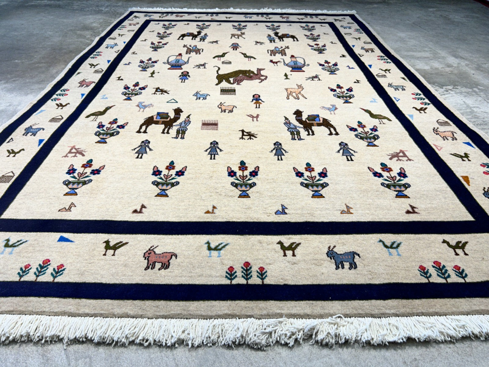6'3"x9'4" Hand-Knotted 100% Wool Pile Gabeh Carpet - Area Rug