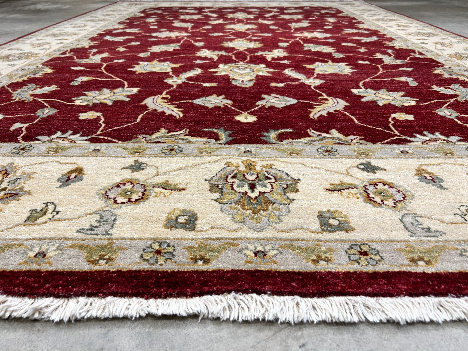 6'7"x9'9" Hand-Knotted 100% Wool Pile Indian Agra Carpet - Area Rug