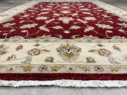 6'7"x9'9" Hand-Knotted 100% Wool Pile Indian Agra Carpet - Area Rug
