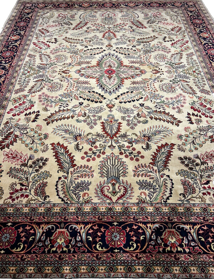 9'x12' Hand-Knotted 100% Lamb Wool Pile Sarouk Carpet - Area Rug