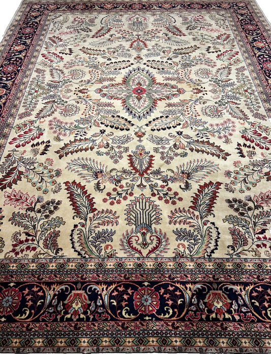 9'x12' Hand-Knotted 100% Lamb Wool Pile Sarouk Carpet - Area Rug