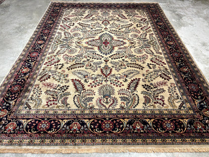 9'x12' Hand-Knotted 100% Lamb Wool Pile Sarouk Carpet - Area Rug