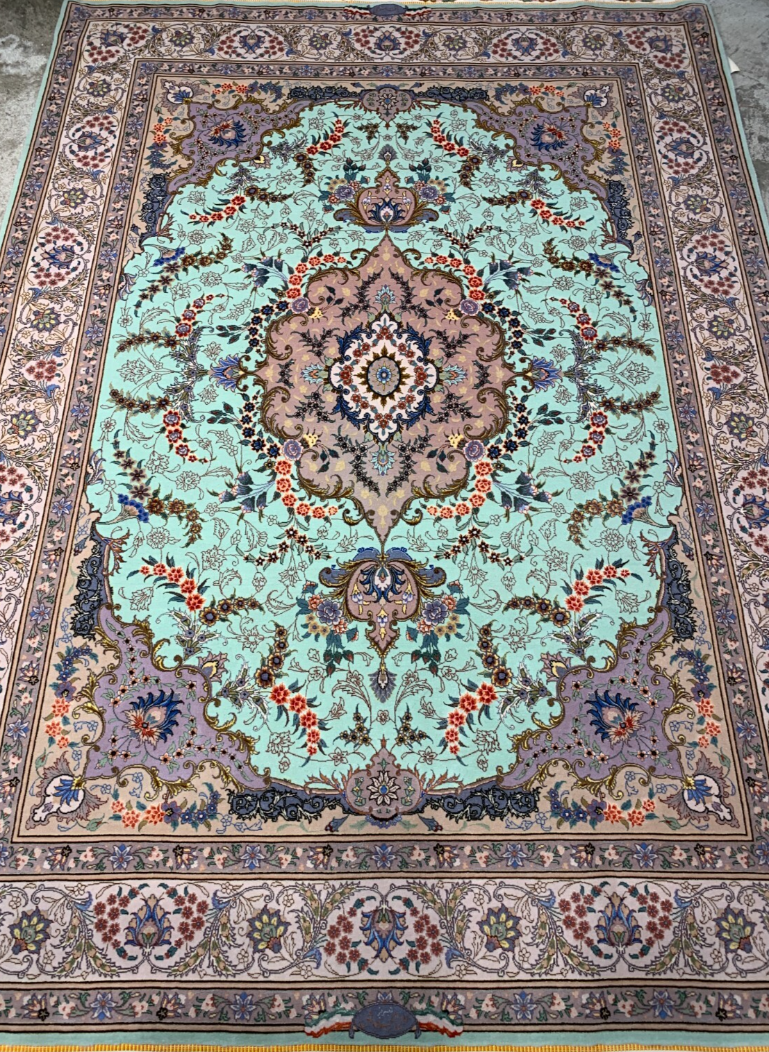 4'10"x7' Extremely Fine Hand-Knotted Wool & Silk Blend Tabrize Carpet - Area Rug
