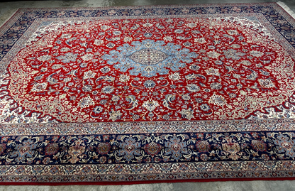 8'10"x12'4" Extra Fine Hand-Knotted Wool & Silk Isfahane Zolfaghari Rug