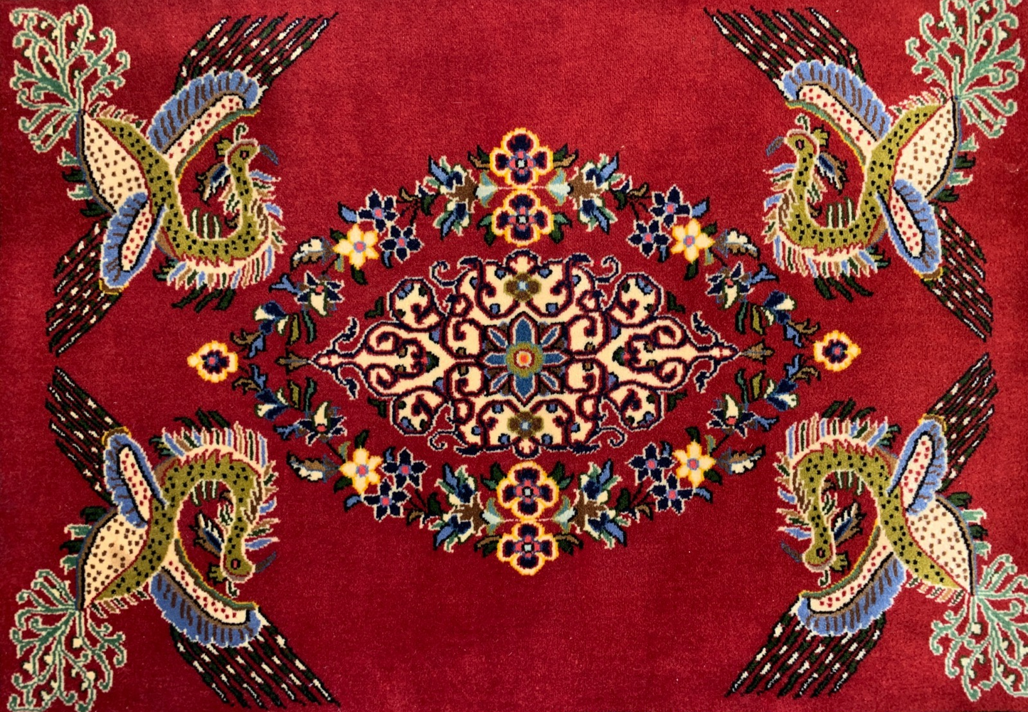 1'6"x2'0" Fine Hand-Knotted 100% Wool Pile Tabrize Pictorial Rug