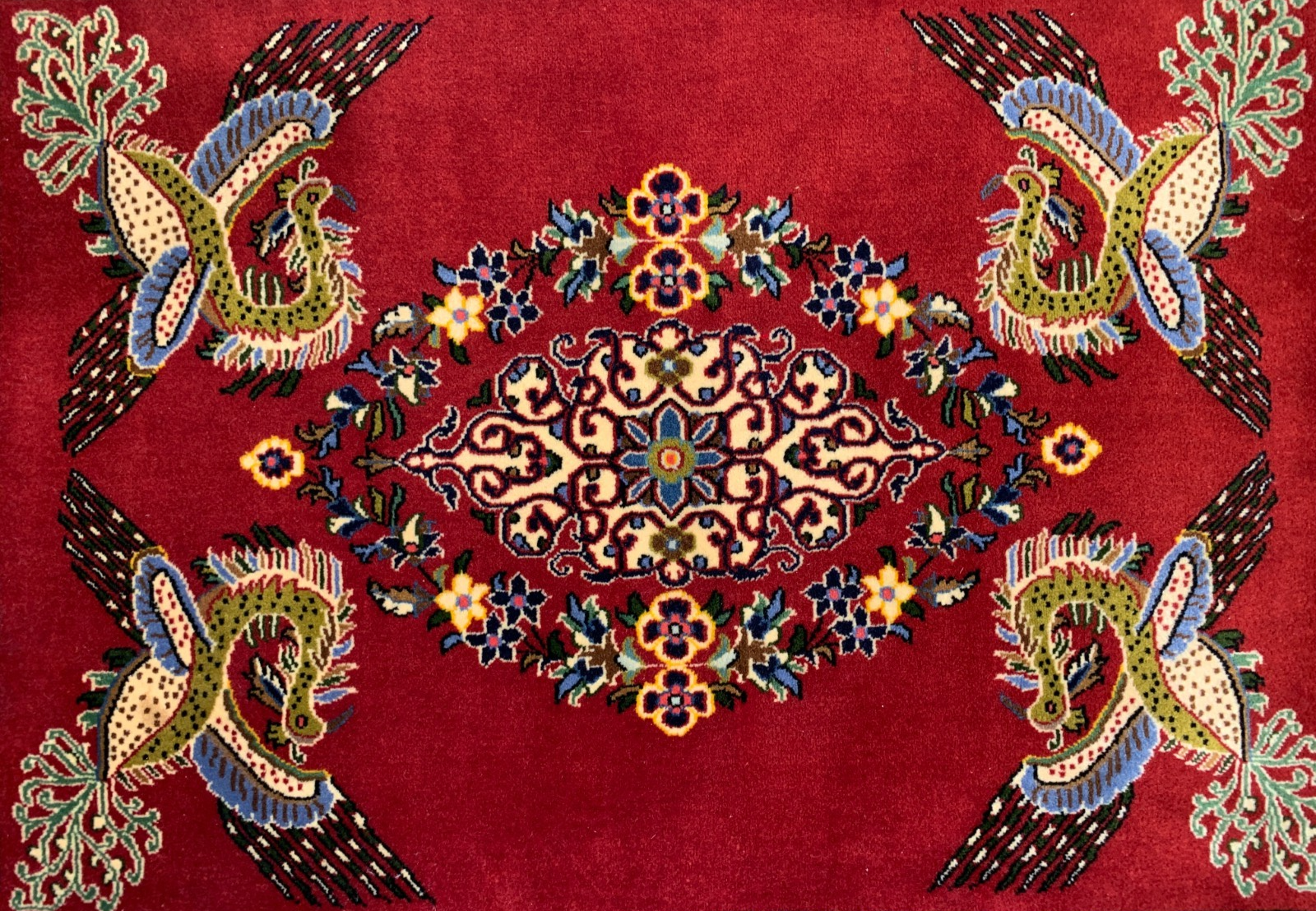 1'6"x2'0" Fine Hand-Knotted 100% Wool Pile Tabrize Pictorial Rug