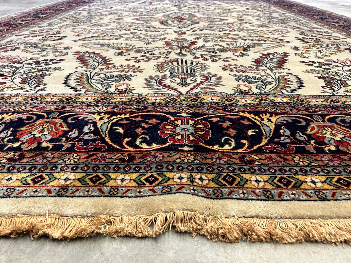 8'8"x11'8" Hand-Knotted 100% Lamb Wool Sarouke Design Carpet - Area Rug