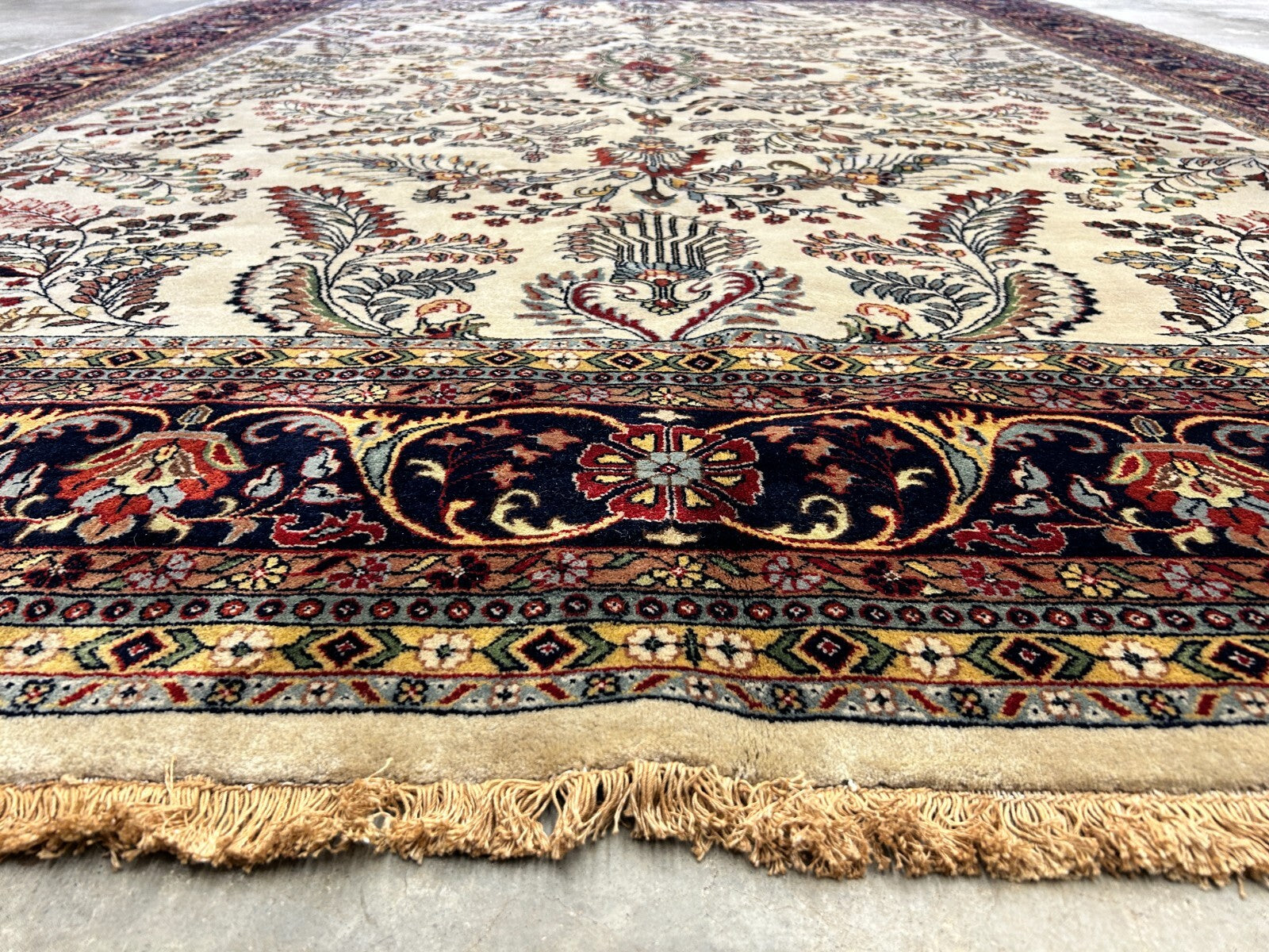 8'8"x11'8" Hand-Knotted 100% Lamb Wool Sarouke Design Carpet - Area Rug