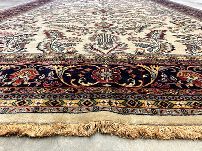8'8"x11'8" Hand-Knotted 100% Lamb Wool Sarouke Design Carpet - Area Rug