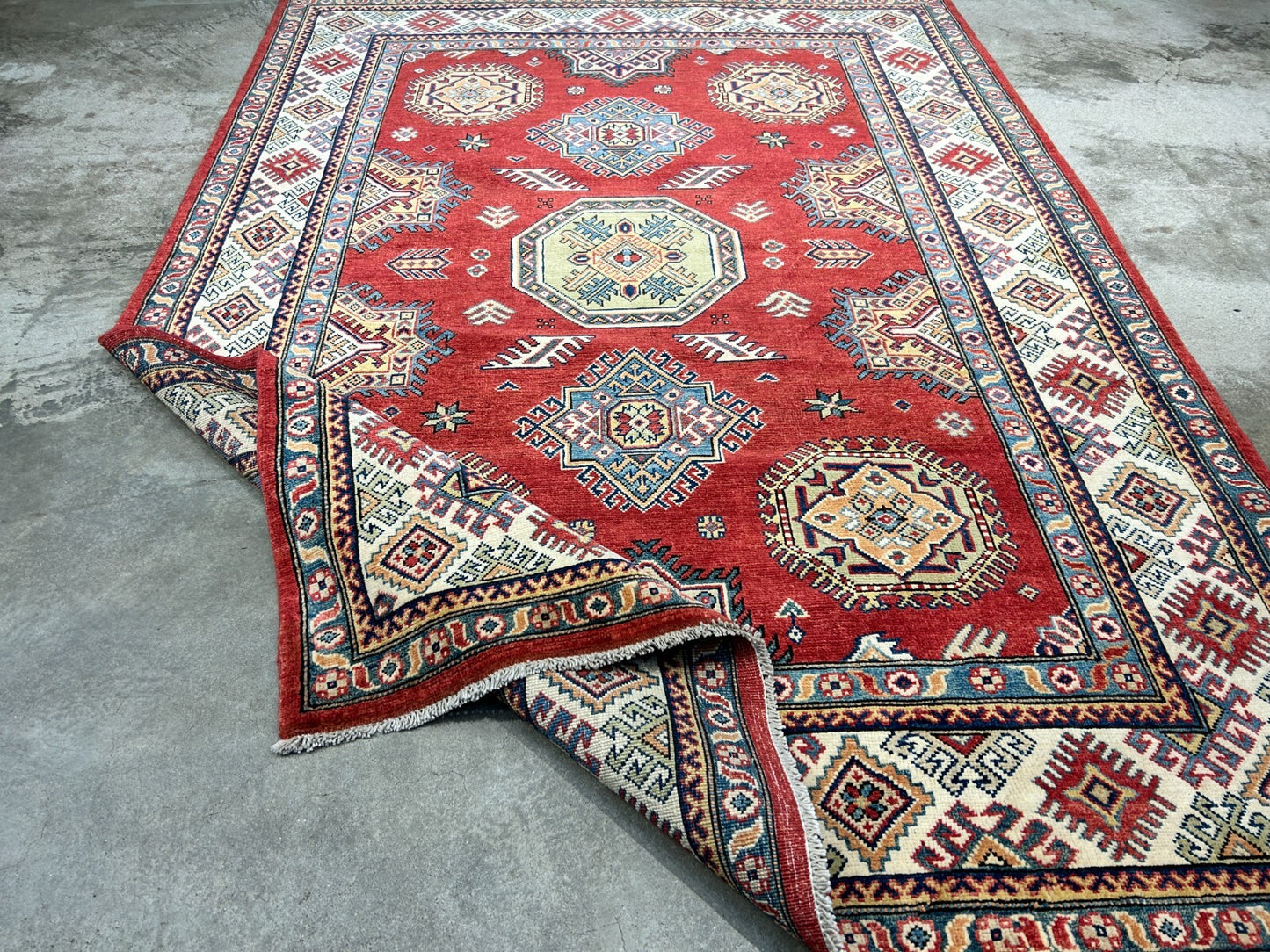 5'7"x7'10" Hand-Knotted 100% Wool Carpet - Fine Kazak Area Rug