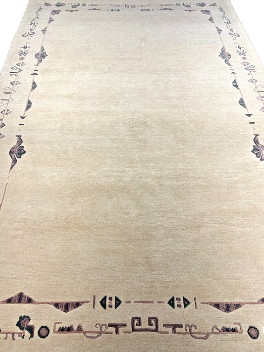 6'7"x9'10" Hand-Knotted 100% Wool Pile Indo-Nepali Carpet - Area Rug