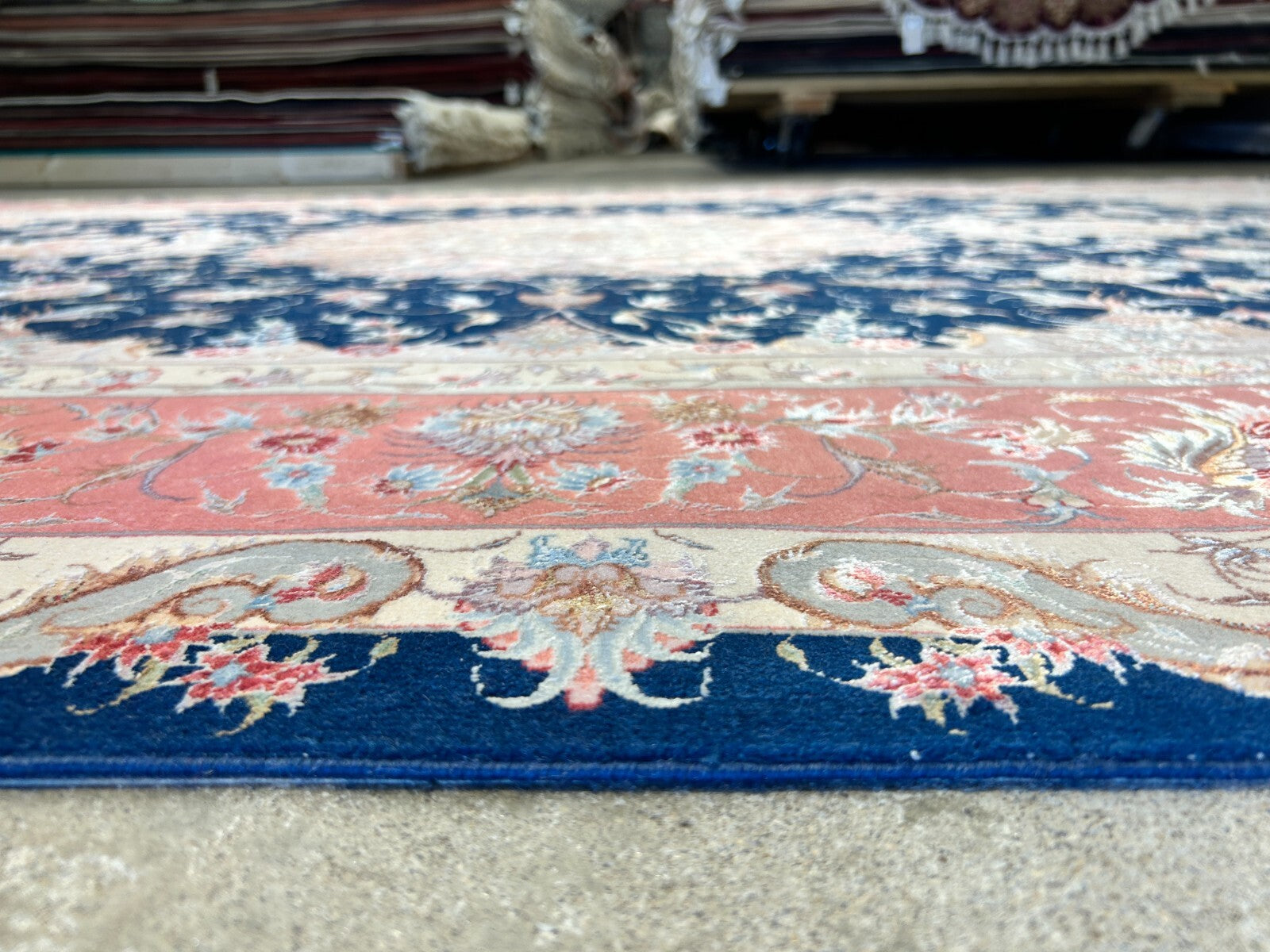 6'7"x10'2" Fine Hand-Knotted Wool & Silk Blend Tabrize Carpet - Area Rug