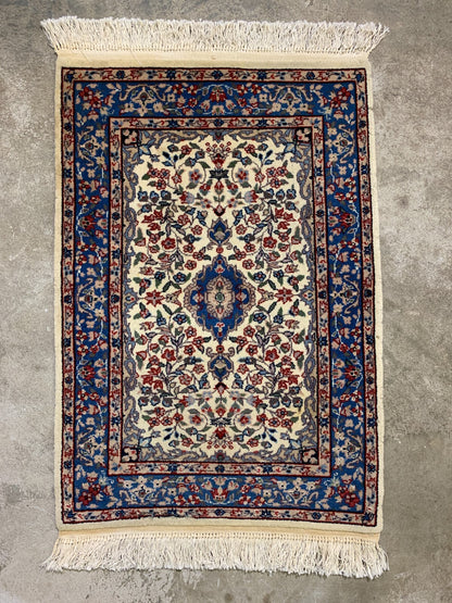2'x3' Hand-Knotted Wool Oriental Rug - Area Carpet