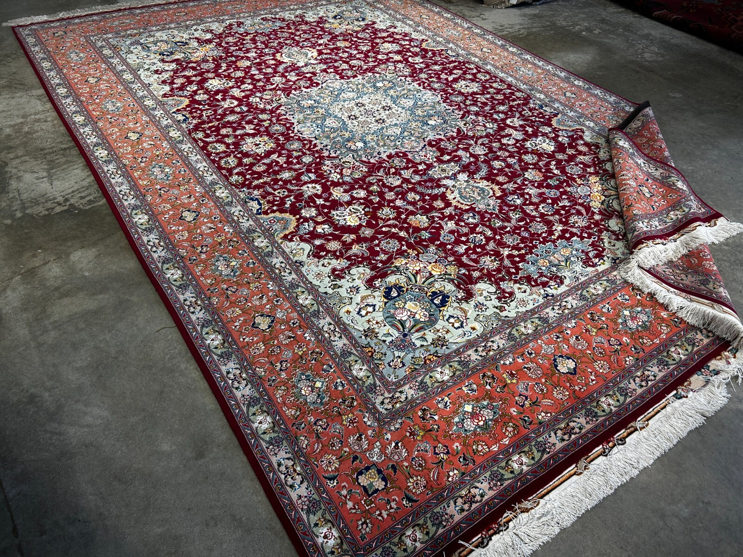 8'x11'7" Extra-Fine 70 Line Silk Foundation Hand-Knotted Wool & Silk Tabrize Rug